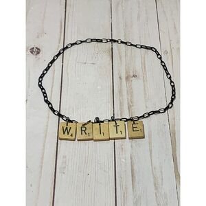 Write Scrabble tile letters spell out‎ necklace